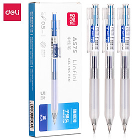 Bút Bi Nước Mực Gel Bấm Ngòi 0.5mm Deli - Có Ngòi Thay Thế Viết Trơn Đều Phù Hợp Ghi Chép Văn Phòng Học Sinh Sổ Tay - A575