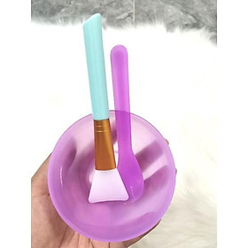 COMBO Bát + Que Nhựa + cọ silicon Trộn Mặt Nạ Dùng Trong Spa, Y Tế, Chăm Sóc Da Đắp Mask
