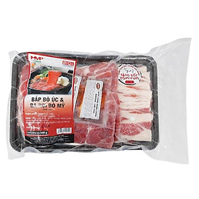 Bắp bò Úc và Ba rọi bò Mỹ MVP khay 500g