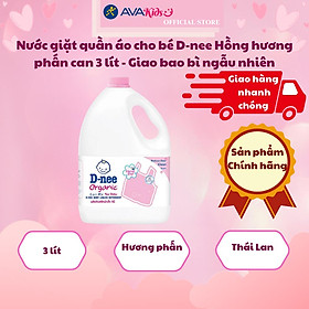 Nước giặt quần áo cho bé D-nee Hồng hương phấn can 3 lít - Giao bao bì ngẫu nhiên