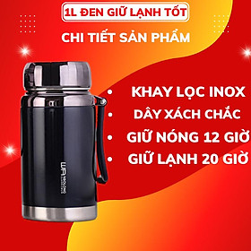 Bình giữ nhiệt 1500ml Hilogi giữ lạnh hơn 24 giờ, bình giữ nóng hơn 12 giờ, có khay lọc và dây treo , 1 đổi 1 30 ngày