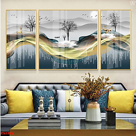 Tranh Bộ 3 Động Vật Và Phong Cảnh Đẹp - Tranh Canvas Những Chú Hươu Nghệ Thuật