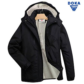 Áo khoác nam, Áo khoác dù nam lót lông phối nón tháo rời phong cách thời trang Doka PSAK42