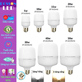 Bóng đèn Led 50w 40w 30w 20w 15w 10w 5w bup trụ tiết kiệm điện thân kín chống mưa Posson LC-5-50x