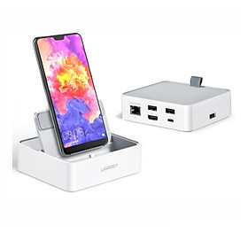 Mua Ugreen UG50597CM194TK Màu Trắng Đế Chuyển Đổi USB TYPE C Sang 3 USB 3.0 + HDMI + Lan + cổng nguồn TYPE C - HÀNG CHÍNH HÃNG
