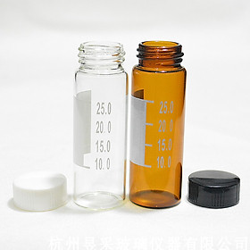 Chai thủy tinh Vial trắng có chia vạch nắp vặn /Onelab