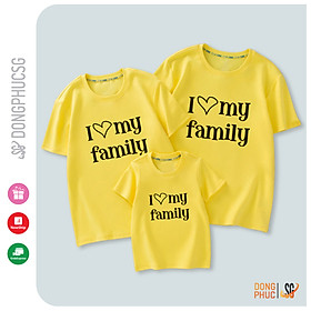 Áo gia đình My family Đồng phục gia đình 3/4/5 người giá rẻ Thun cotton Màu vàng GD992VD