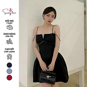 Đầm 2 Dây Cúp Ngực Viền Đá Chất Umi Sang Trọng