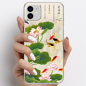 Ốp lưng cho iPhone 11 nhựa TPU mẫu Hoa sen cá
