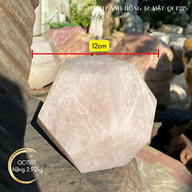 Quả cầu thạch anh hồng 12 mặt NHASAN QC1385 nặng 2.92kg, đường kính 12cm