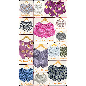 Quần ngắn ngủ nữ, thun cotton, thoáng mát, mặc nhà, đi chơi, ống rộng, lưng thun, co dãn, họa tiết đa dạng - Hồng Họa Tiết 3