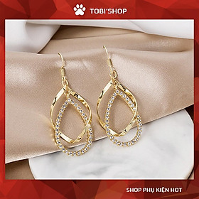 Khuyên tai nữ vòng tròn đính đá xoắn hình học TB35 - TOBI'SHOP