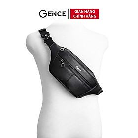 Túi đeo chéo nam túi đeo trước ngực gence tz01 chất liệu da bò cao cấp màu đen