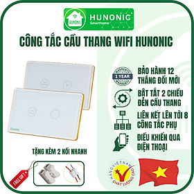 Mua Công Tắc Cầu Thang Wifi Hunonic Viền Vàng 2 Màu Trắng và Đen