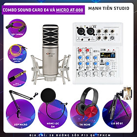 Mua Combo thu âm  livestream Micro AQTA AT-808  Mixer E4 - Kèm full phụ kiện kẹp micro  màng lọc  tai nghe  dây canon  dây livestream  giá đỡ ĐT - Hỗ trợ thu âm  karaoke online chuyên nghiệp - Hàng nhập khẩu