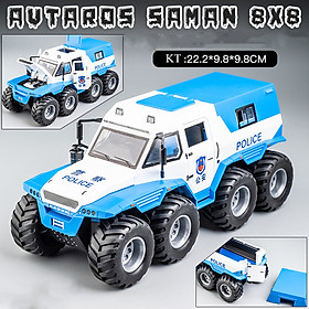 Đồ chơi xe mô hình ô tô địa hình lội nước 8 bánh Shaman KAVY tỷ lệ 1:24 bằng hợp kim có nhạc và đèn - Xanh Trắng