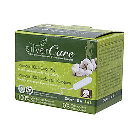 Tampon hữu cơ 3 giọt Silvercare Super 18 miếng