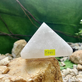 Kim tự tháp thạch anh trắng NHA SAN T645 trang trí xe ô tô - 1.06 Kg (8 x 10.2 cm)