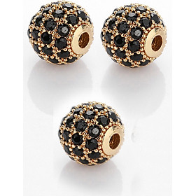 Combo charm hợp kim cầu đính đá đen xỏ ngang - Ngọc Quý Gemstones