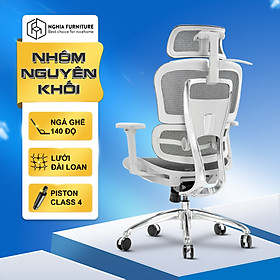 Ghế công thái học Nghia Furniture Caster, Khung nhôm chắc chắn, lưới Wintex Hàn Quốc, Piston class 4, tải trọng 150kg, bảo hành 5 năm