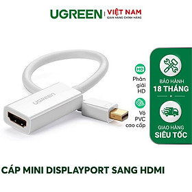 Đầu chuyển đổi có chipset mini DisplayPort sang HDMI màu trắng, dài 18cm Ugreen hàng chính hãng