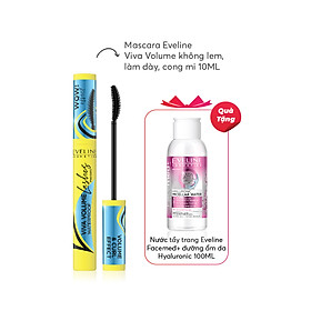 TẶNG NƯỚC TẨY TRANG Mascara Eveline Viva Volume không lem, làm dày, cong