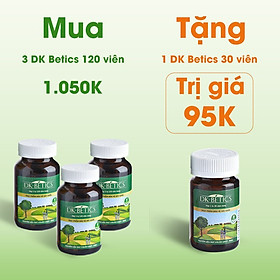 COMBO 3 HỘP Viên tiểu đường dây thìa canh lá to DK Pharma DK Betics, Hỗ trợ hạ và ổn định đường huyết - Hộp lớn 120 viên