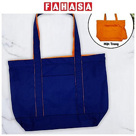 Túi Vải Tote 2 In 1 Phối 2 Màu - Saigon ZeroWaste - Màu Xanh Dương + Cam