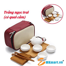 Mua Bộ ấm chén pha trà du lịch - Trắng ngọc trai  có quai cầm