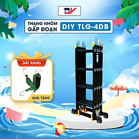 Thang nhôm gấp 4 đoạn DIY TLG-4DB chiều cao sử dụng chữ A 2.3m, chiều cao chữ I 4.7m