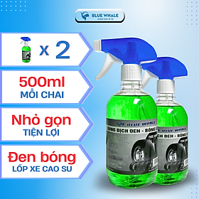 Combo 2 chai xịt làm đen bóng lốp Cá Voi 500ml phù hợp với mọi loại lốp cao su ô tô, xe máy, xe đạp điện