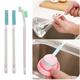 Bộ 3 bàn chải vệ sinh nắp chai chậu rửa mini - Cọ chà khe rãnh