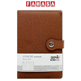 Sổ Bìa Da A5 Có Nút Gài - Kẻ Ngang - 264 Trang 80gsm - Depai 25-43 - Màu Nâu