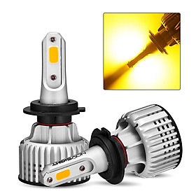 2pcs Car COB Chip LED Front Lamp Headlamp Bulbs 36W 9-32V 3000K Yellow