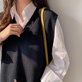 Hàng Sẵn_Áo gile len cổ V dệt kim khoác ngoài phong cách thời trang Hàn quốc