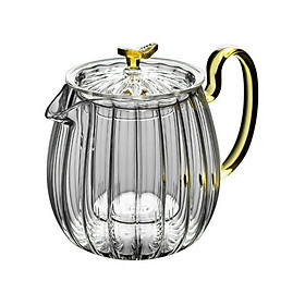 Mua Ấm pha trà thủy tinh 800ml vân sọc quai vàng