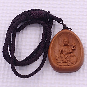[ TẶNG KÈM DÂY DÙ] Mặt dây chuyền Phật Bất Động Minh Vương gỗ đào 3.2 x 5 cm - Hộ mệnh người tuổi Dậu