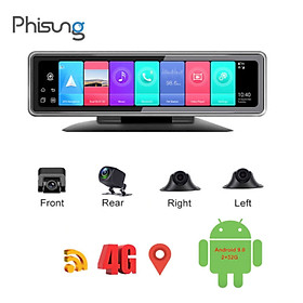 Mua Camera hành trình 360 độ gắn gương và taplo ô tô cao cấp Phisung T88 đa năng 5 trong 1 Android: 9.0 - Hàng chính hãng