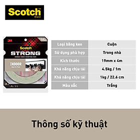Băng keo hai mặt sử dụng trong nhà Scotch 3M 110 - M19,19mm x 4m-Dính siêu tốt, độ bền cao, chống tia UV, kéo nhẹ nhàng