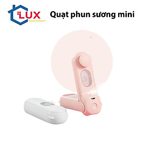 Quạt cầm tay sạc pin có chế độ phun sương gấp gọn mini tích điện tạo độ ẩm 2 in 1, Quạt sạc tích điện gấp gọn có chức năng phun sương có chế độ quay tự động