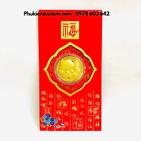 Bao Lì Xì Hình Con Mèo Thần Tài Cute Mạ Vàng, kích thước 17cmx9cm, màu đỏ