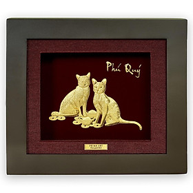 Tranh Vàng 24K PRIMA ART - Mèo Giữ Của - Kích thước 18 x 20 cm - CGS-0411-22