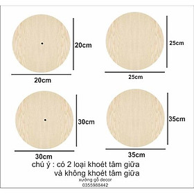 Combo 5 Miếng Gỗ Tròn Mặt Vàng MDF Làm Đồng Hồ, Mô Hình Decor