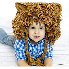Mùa thu Mùa Đông Bé Wig Hat Dệt Kim Handmade Toddler Kids Lion Hat Mũ Chàng Trai Cô Gái Cosplay Đảng Fun Hat Beanie Halloween