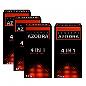 Bộ 3 Bao cao su Azodra 4 in 1 (12 chiếc / hộp) - Tặng 1 sản phẩm cùng loại