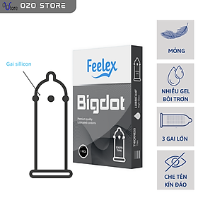 Bao cao su Feelex Bigdot gân gai bi lớn 3, 6 Bi nhiều gel bôi trơn, Hộp 1 bcs