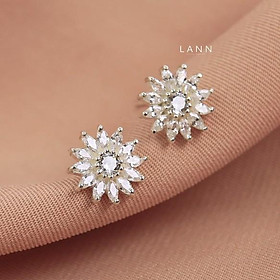 Khuyên hoa hướng dương kín đá S925 LANN