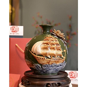 Mua Bình hút lộc Bát Tràng  hoạ tiết đắp nổi men màu Thuận buồm xuôi gió  màu sắc phong thuỷ theo gia chủ  hàng loại 1