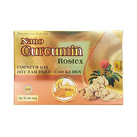Viên uống hỗ trợ dạ dày tá tràng Nano Cucurmin Rostex thành phần bột tam thất và cao xạ đen hộp 30 viên
