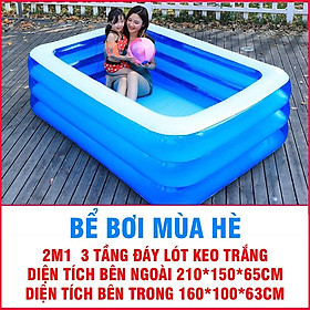 Bể Bơi To Mùa Hè 2.1 Mét 3 Tầng Tặng Kèm Dụng Cụ Bơm Đạp Chân Hồ Kích Cỡ To Cho Người Lớn Và Bé